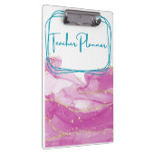 ピンクおよび金ゴールド先生バインダー クリップボード (右)