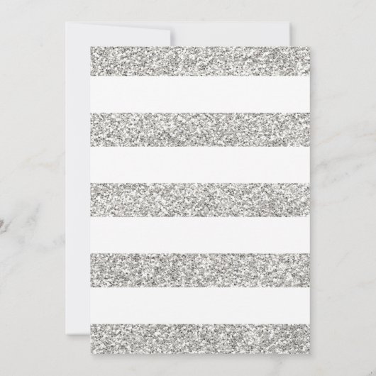 ピンクおよび銀のグリッターの女の子のベビーシャワーInvitatio 招待状 (裏面)