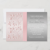 ピンクおよび銀製の花のモノグラムのな招待状 招待状 (裏面)