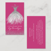 ピンクおよび銀製の裁縫婦の名刺 名刺 (正面/裏面)