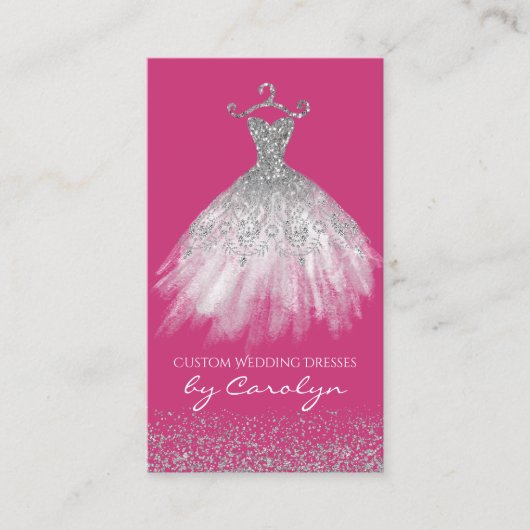 ピンクおよび銀製の裁縫婦の名刺 名刺 (正面)