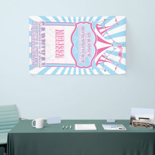 ピンクおよび青いカーニバルのパーティーの旗 横断幕 (トレードショー)