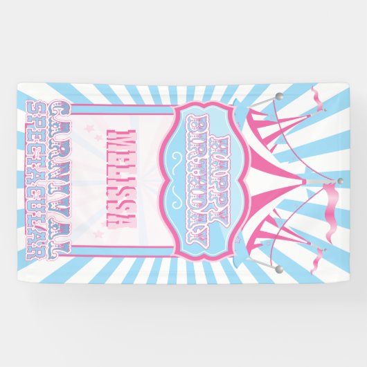 ピンクおよび青いカーニバルのパーティーの旗 横断幕 (横)