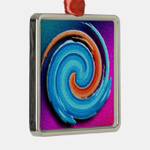 ピンクおよび青いハリケーンの渦巻 メタルオーナメント (右)