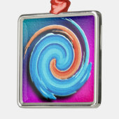 ピンクおよび青いハリケーンの渦巻 メタルオーナメント (左)