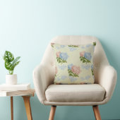 ピンクおよび青いヴィンテージのアジサイの花 クッション (椅子)