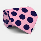 ピンクおよび青い水玉模様のタイ ネクタイ (ロール)