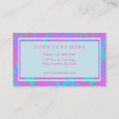 ピンクおよび青い絞り染めパターンおよびあなたの文字 名刺 (裏面)