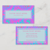 ピンクおよび青い絞り染めパターンおよびあなたの文字 名刺 (正面/裏面)