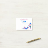 ピンクおよび青い花の靴 ポストイット (デスク上)