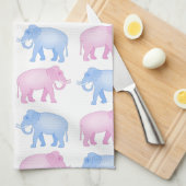 ピンクおよび青い象の性は明らかにします キッチンタオル (四つ折り)