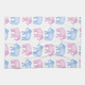 ピンクおよび青い象の性は明らかにします キッチンタオル (横)