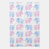 ピンクおよび青い象の性は明らかにします キッチンタオル (縦)