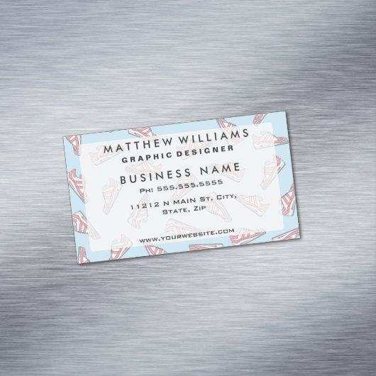 ピンクおよび青くかわいいスニーカーパターン マグネット名刺 (インサイチュ)