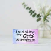 ピンクおよび青くグランジなPhilippiansの4:13の聖なる書物、経典 名刺 (スタンド正面)