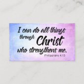 ピンクおよび青くグランジなPhilippiansの4:13の聖なる書物、経典 名刺 (正面)
