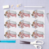 ピンクおよび青のクリスマスの天使 薄葉紙 (クラフト)