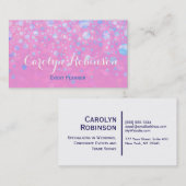 ピンクおよび青のグリッターの星 名刺 (正面/裏面)