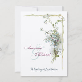 ピンクおよび青忘れ私nots結婚式 招待状