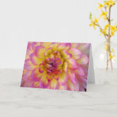 ピンクおよび黄色いダリア カード (黄色い花)