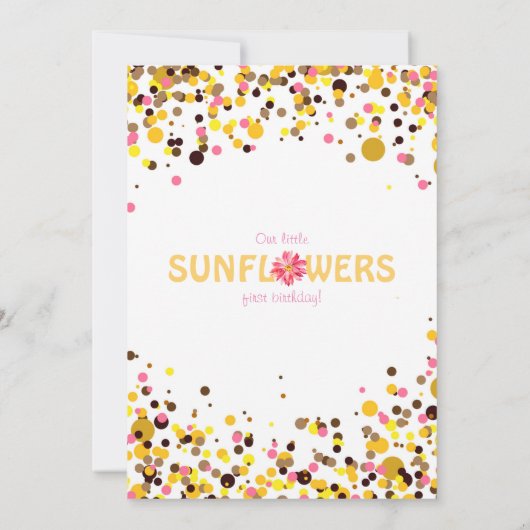 ピンクおよび黄色いヒマワリの誕生日 招待状 (裏面)