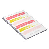 ピンクおよび黄色い水彩画のブラシはカスタムをなでます ノートブック (右側)