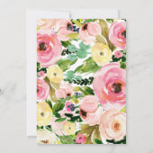ピンクおよび黄色い花のブライダルシャワーの招待状 招待状 (裏面)