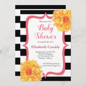 ピンクおよび黄色い花のベビーシャワーの招待状 招待状 (正面/裏面)