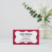 ピンクおよび黒いてんとう虫パターン 名刺 (スタンド正面)