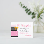 ピンクおよび黒いウエディングケーキのベーカリー 名刺 (スタンド正面)