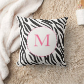 ピンクおよび黒いシマウマのストライプな枕 クッション (ブランケット)