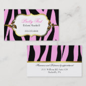 ピンクおよび黒いシマウマのプリントの名刺 名刺 (正面/裏面)