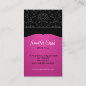 ピンクおよび黒いダマスク織のエレガントな名刺 名刺 (正面)