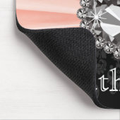 ピンクおよび黒いダマスク織のダイヤモンドのマウスパッドのハート マウスパッド (コーナー)