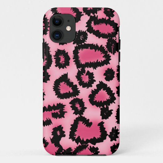 ピンクおよび黒いヒョウのプリントパターン Case-Mate iPhoneケース (裏面)