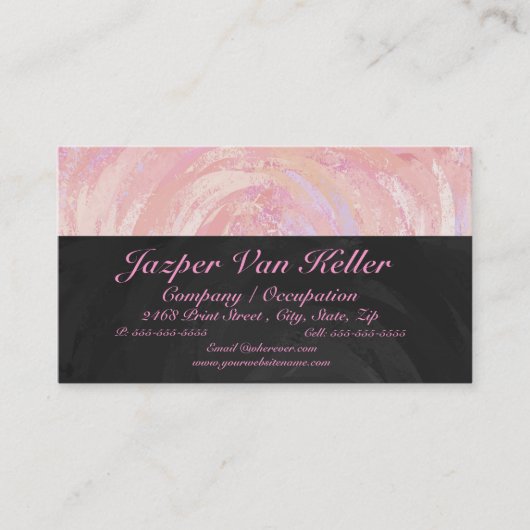 ピンクおよび黒いモノグラム 名刺 (正面)