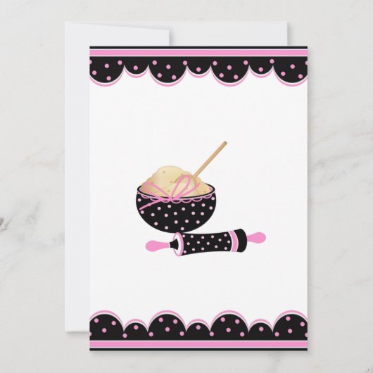 ピンクおよび黒い台所ブライダルシャワーの招待状 招待状 (裏面)