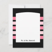 ピンクおよび黒い結婚式は感謝していしています サンキューカード (裏面)