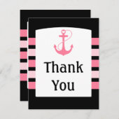 ピンクおよび黒い結婚式は感謝していしています サンキューカード (正面/裏面)