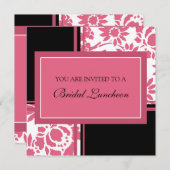 ピンクおよび黒い花嫁の昼食会の招待状カード 招待状 (正面/裏面)