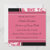 ピンクおよび黒い花嫁の昼食会の招待状カード 招待状 (裏面)