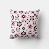 ピンクおよび黒い花 クッション (裏面)