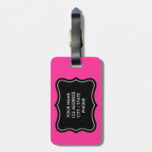 ピンクおよび黒い荷物のラベル|はモノグラムを個人化します ラゲッジタグ (裏面縦)