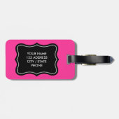 ピンクおよび黒い荷物のラベル|はモノグラムを個人化します ラゲッジタグ (裏面横)