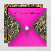 ピンクおよび黒い迷彩柄のブライダルシャワー 招待状 (正面/裏面)
