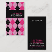 ピンクおよび黒くアーガイル柄のな名刺 名刺 (正面/裏面)