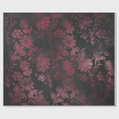 ピンクおよび黒く旧式な傷のグランジなダマスク織15 ラッピングペーパー (フラット)