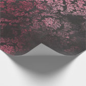 ピンクおよび黒く旧式な傷のグランジなダマスク織16 ラッピングペーパー (角)