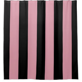 ピンクおよび黒のストライプ シャワーカーテン