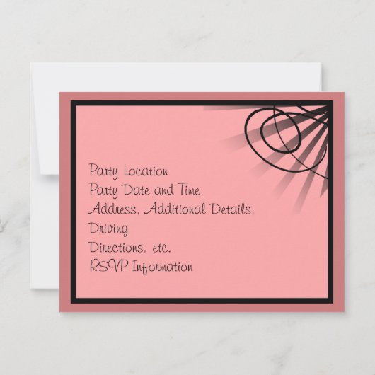 ピンクおよび黒の服のシルエットのバチェロレッテ 招待状 (裏面)